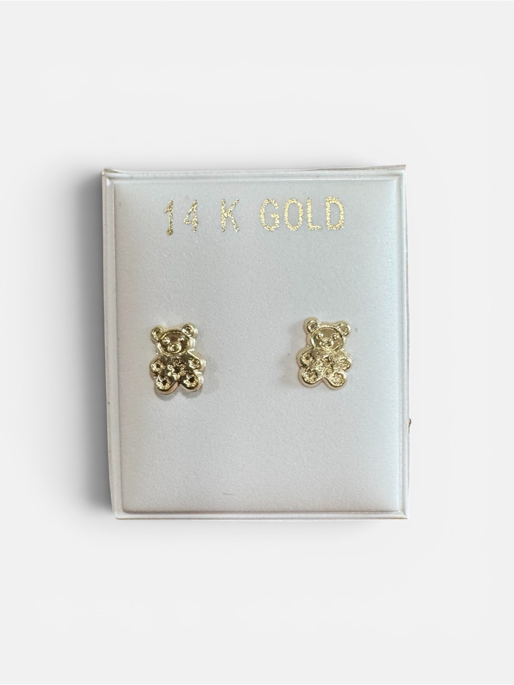 14K Gold Teddy Bear Stud Earrings